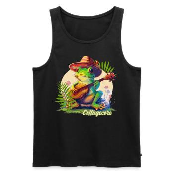 Cottagecore Aesthetic Countryside Banjoist Frog Go - Männer Premium Bio Tank Top - Schwarz - Vorne - Michal (187cm)