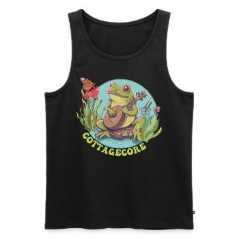 Cottagecore Esthétique Grenouille Banjo Papillon Fairyco - Débardeur bio Premium Homme - noir - Devant - Michal (187cm)