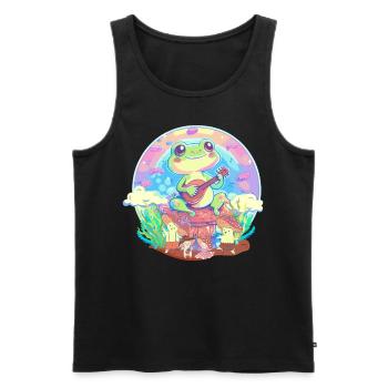 Frog Banjoist Colorful Cottagecore Aesthetic Cute - Men's Premium Organic Tank Top - black - Front - AI Model Male 178 light (178cm)