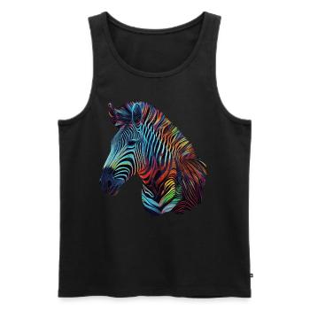 Geometric Zebra Colorful Psychedelic Abstract Rain - Men's Premium Organic Tank Top - black - Front - AI Model Male 178 light (178cm)