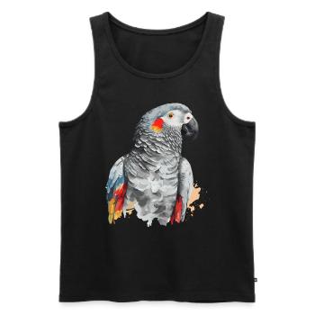 Watercolor African Grey Parrot Colorful Bird Lover - Men's Premium Organic Tank Top - black - Front - AI Model Male 178 light (178cm)