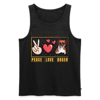 Peace Love Boxer - Débardeur bio Premium Homme - noir - Devant - Michal (187cm)