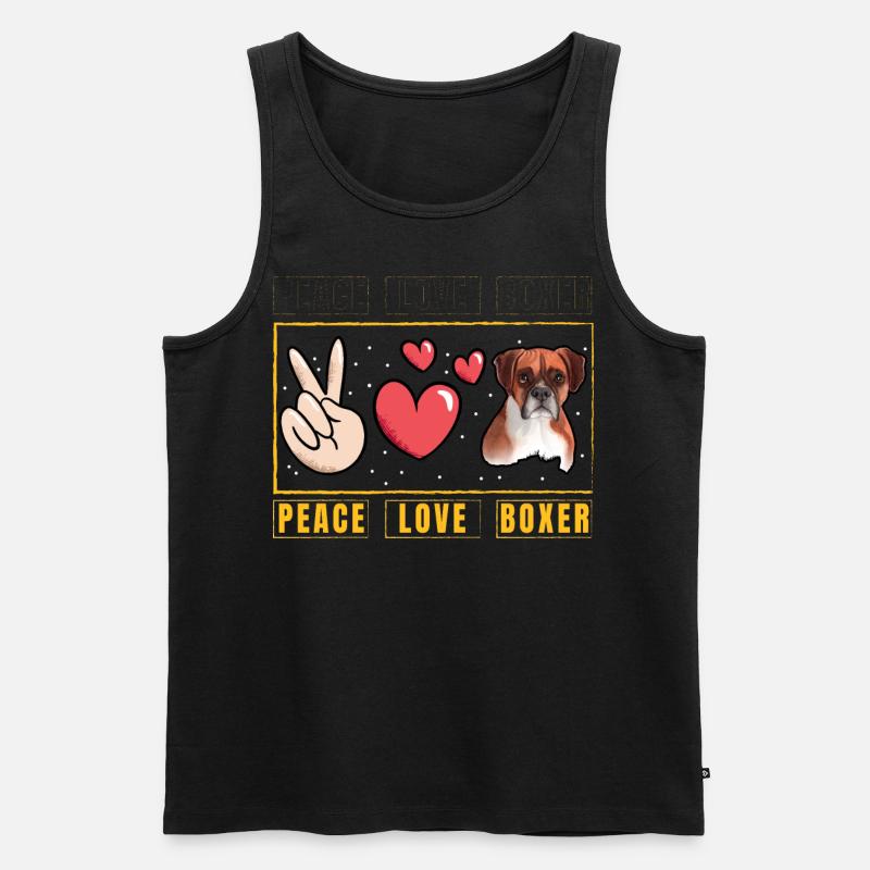 Peace Love Boxer - Männer Premium Bio Tank Top - Schwarz