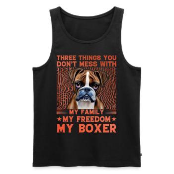 Three things you don't mess with - Men's Premium Organic Tank Top - black - Front - AI Model Male 178 light (178cm)