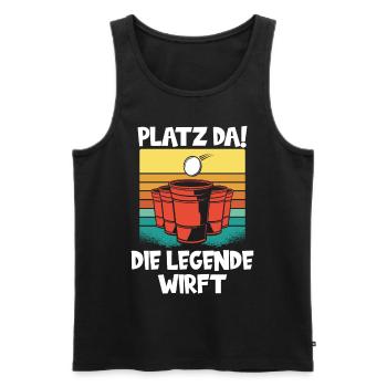 Platz da die Legende wirft Trinkspiel Beerpong - Männer Premium Bio Tank Top - Schwarz - Vorne - AI Model Male 178 light (178cm)