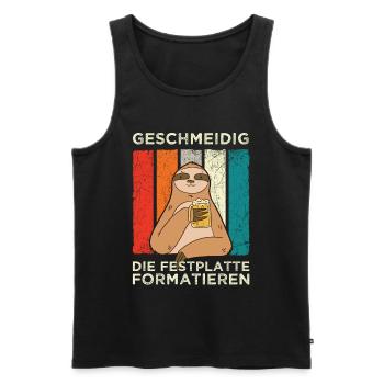 Geschmeidig Festplatte Formatieren Faultier Bier - Männer Premium Bio Tank Top - Schwarz - Vorne - Michal (187cm)