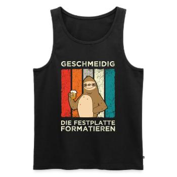Geschmeidig Festplatte Formatieren Faultier Bier - Männer Premium Bio Tank Top - Schwarz - Vorne - Michal (187cm)