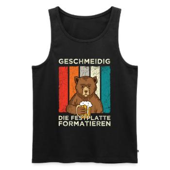 Geschmeidig Festplatte Formatieren Bär mit Bier - Männer Premium Bio Tank Top - Schwarz - Vorne - Michal (187cm)