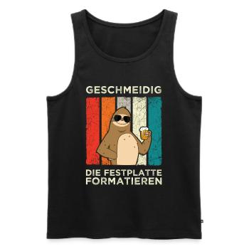 Geschmeidig Festplatte Formatieren Faultier Bier - Männer Premium Bio Tank Top - Schwarz - Vorne - Michal (187cm)