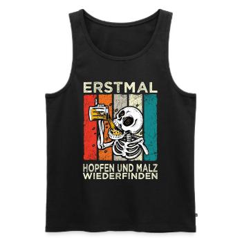 Erstmal Hopfen und Malz Wiederfinden Skelett Bier - Männer Premium Bio Tank Top - Schwarz - Vorne - AI Model Male 178 light (178cm)