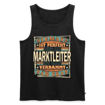 Marktleiter Chef Spruch Geschenkidee - Männer Premium Bio Tank Top - Schwarz - Vorne - Michal (187cm)