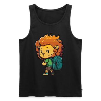 Niedliches Löwen-Design für Kita- und Schulkinder - Männer Premium Bio Tank Top - Schwarz - Vorne - Michal (187cm)