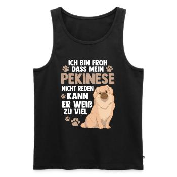 Pekinese weiß zu viel Peking-Palasthund - Männer Premium Bio Tank Top - Schwarz - Vorne - Michal (187cm)