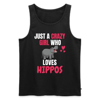 Crazy Girl Animal Hippo Gift Hippo Hippo - Men's Premium Organic Tank Top - black - Front - AI Model Male 178 light (178cm)