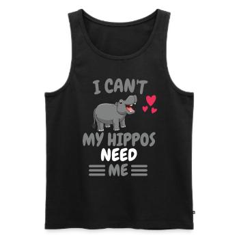 Ich kann nicht Hippo Afrika Tier Geschenk Nilpferd - Männer Premium Bio Tank Top - Schwarz - Vorne - Michal (187cm)