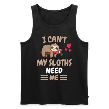 I Can't Animal Funny Gift Sloth - Men's Premium Organic Tank Top - black - Front - AI Model Male 178 light (178cm)