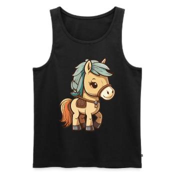 Cute horse for school beginners and kindergarten children - Men's Premium Organic Tank Top - black - Front - AI Model Male 178 light (178cm)