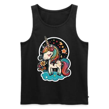 Cute magic unicorn for kindergarten and school - Men's Premium Organic Tank Top - black - Front - AI Model Male 178 light (178cm)