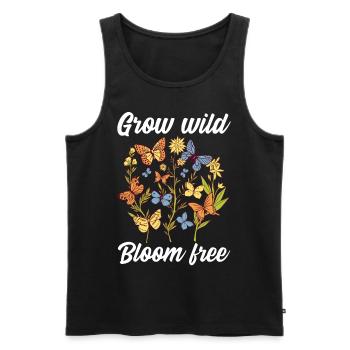 Grow wild bloom free - Männer Premium Bio Tank Top - Schwarz - Vorne - AI Model Male 178 light (178cm)