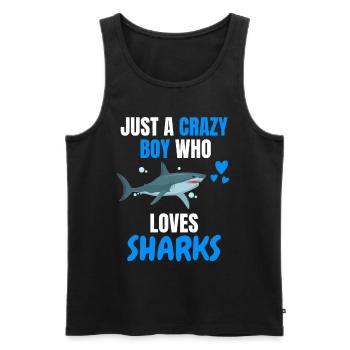 Verrückter Junge Ozean Tier Lustiges Geschenk Hai - Männer Premium Bio Tank Top - Schwarz - Vorne - Michal (187cm)