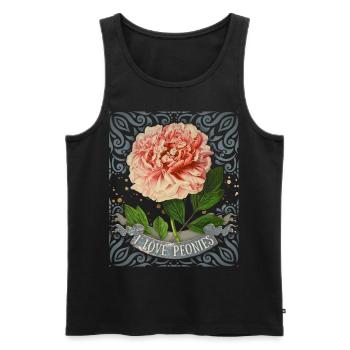 Vintage Pfingstrose, botanisch, I-Love-Peonies - Männer Premium Bio Tank Top - Schwarz - Vorne - AI Model Male 178 light (178cm)
