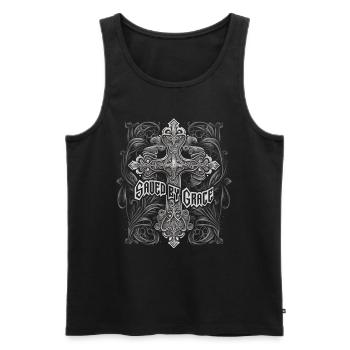 Le Moyen Âge chrétien dessine une croix gothique - Débardeur bio Premium Homme - noir - Devant - AI Model Male 178 light (178cm)