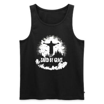 Christian Quotes Designs sauvés par la grâce - Débardeur bio Premium Homme - noir - Devant - AI Model Male 178 light (178cm)