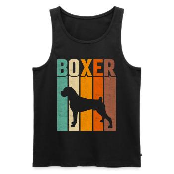 Boxer Retro - Männer Premium Bio Tank Top - Schwarz - Vorne - AI Model Male 178 light (178cm)