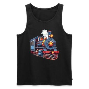 Niedliche Zug Eisenbahn Lokomotive - Männer Premium Bio Tank Top - Schwarz - Vorne - AI Model Male 178 light (178cm)