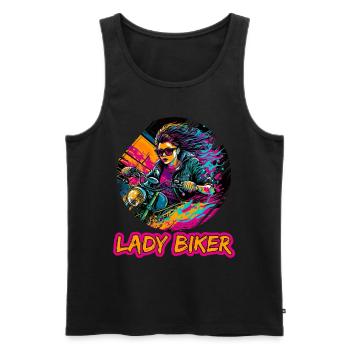 Lady Biker für eine Motorradfahrerin Bikerin - Männer Premium Bio Tank Top - Schwarz - Vorne - Michal (187cm)