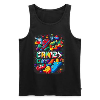 Retro Arcade Game Videospiel für Gamer - Männer Premium Bio Tank Top - Schwarz - Vorne - Michal (187cm)