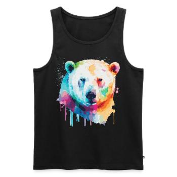 Watercolor Polar Bear Colorful Cute Bear Lover - Männer Premium Bio Tank Top - Schwarz - Vorne - AI Model Male 178 light (178cm)