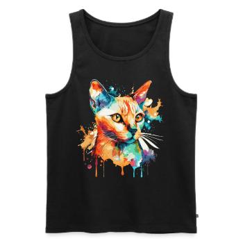 Watercolor Siamese Cat Colorful Siam Cats Lover - Männer Premium Bio Tank Top - Schwarz - Vorne - AI Model Male 178 light (178cm)