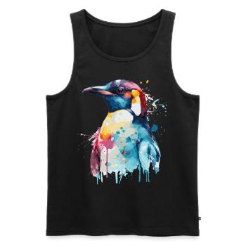 Watercolor Penguin Cute Colorful Penguins Lover - Men's Premium Organic Tank Top - black - Front - AI Model Male 178 light (178cm)