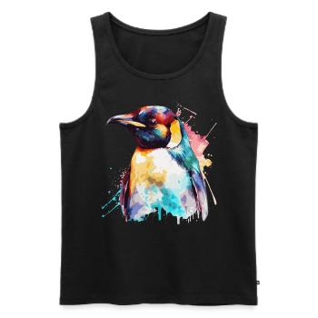 Watercolor Penguin Cute Colorful Penguins Lover - Men's Premium Organic Tank Top - black - Front - AI Model Male 178 light (178cm)