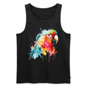 Watercolor Red Macaw Parrot Colorful Bird Lovers - Männer Premium Bio Tank Top - Schwarz - Vorne - Michal (187cm)
