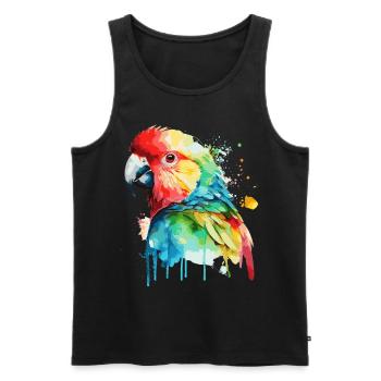 Watercolor Red Macaw Parrot Colorful Bird Lovers - Männer Premium Bio Tank Top - Schwarz - Vorne - Michal (187cm)