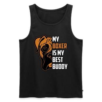 My boxer is my best buddy - Men's Premium Organic Tank Top - black - Front - Michal (187cm)