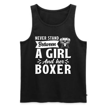 Ne vous tenez jamais entre une fille et son boxeur - Débardeur bio Premium Homme - noir - Devant - Michal (187cm)
