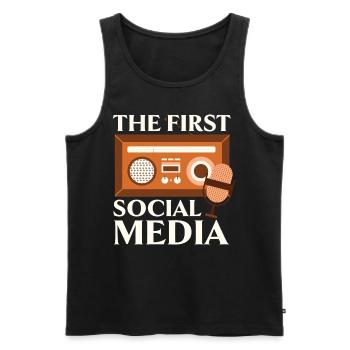 Der erste Social Media-Funker Amateurfunk - Männer Premium Bio Tank Top - Schwarz - Vorne - Michal (187cm)