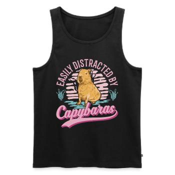 Easily distracted by Capybaras - Männer Premium Bio Tank Top - Schwarz - Vorne - Michal (187cm)