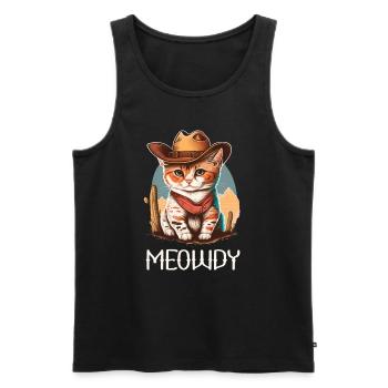 Meowdy Cat Howdy Meme Western Cowboy Kitten - Débardeur bio Premium Homme - noir - Devant - Michal (187cm)