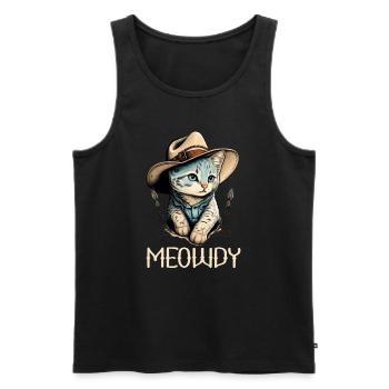 Meowdy Cat Howdy Meme Western Cowboy Kitten - Débardeur bio Premium Homme - noir - Devant - Michal (187cm)