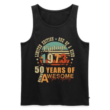 Year of construction 1973 - 50 years old - Men's Premium Organic Tank Top - black - Front - Michal (187cm)
