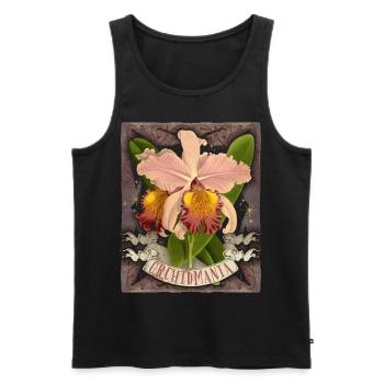Illustration botanique d’orchidée vintage disant - Débardeur bio Premium Homme - noir - Devant - AI Model Male 178 light (178cm)