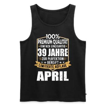 39. Geburtstag April Jahrgang 1984 Vintage - Männer Premium Bio Tank Top - Schwarz - Vorne - Michal (187cm)