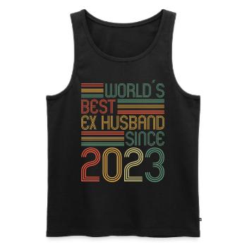Worlds Bets Ex Husband since 2023 Divorce - Men's Premium Organic Tank Top - black - Front - AI Model Male 178 light (178cm)