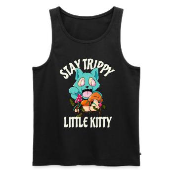 Acid Kätzchen Lustige Hippie Katze Psychedelisch - Männer Premium Bio Tank Top - Schwarz - Vorne - AI Model Male 178 light (178cm)