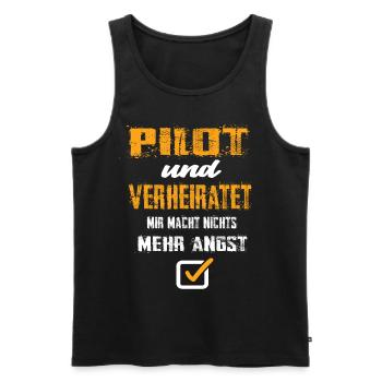 Pilot - Männer Premium Bio Tank Top - Schwarz - Vorne - Michal (187cm)