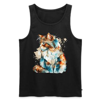 Watercolor Norwegian Forest Cat Colorful Cats Love - Men's Premium Organic Tank Top - black - Front - AI Model Male 178 light (178cm)